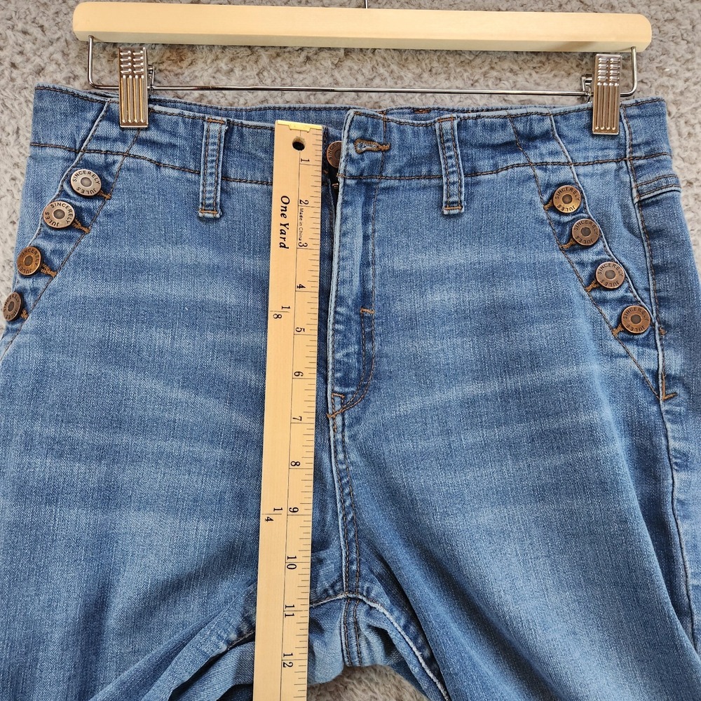 Sincerely Jules Bootcut Jeans Women 11/30 Blue Denim Cotton High-Rise Frayed Hem - Picture 11 of 14